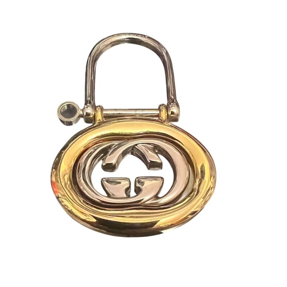 Gucci Interlocking GG Key Ring Gold & Silver Tone Charm Unisex